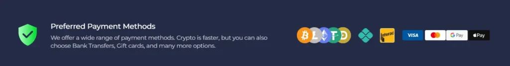 Rainbet Payment Methods