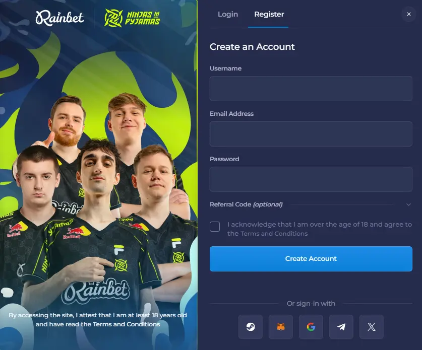 Registration before Rainbet Login